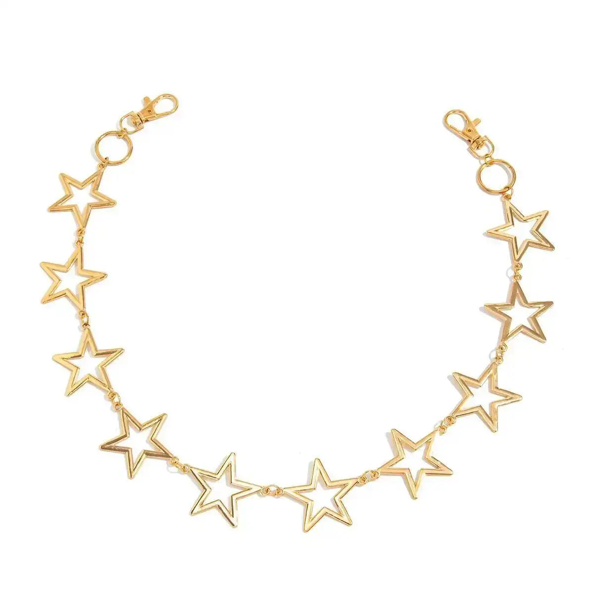 IngeSight.Z Punk Metal Hollow Star Chain Keychain