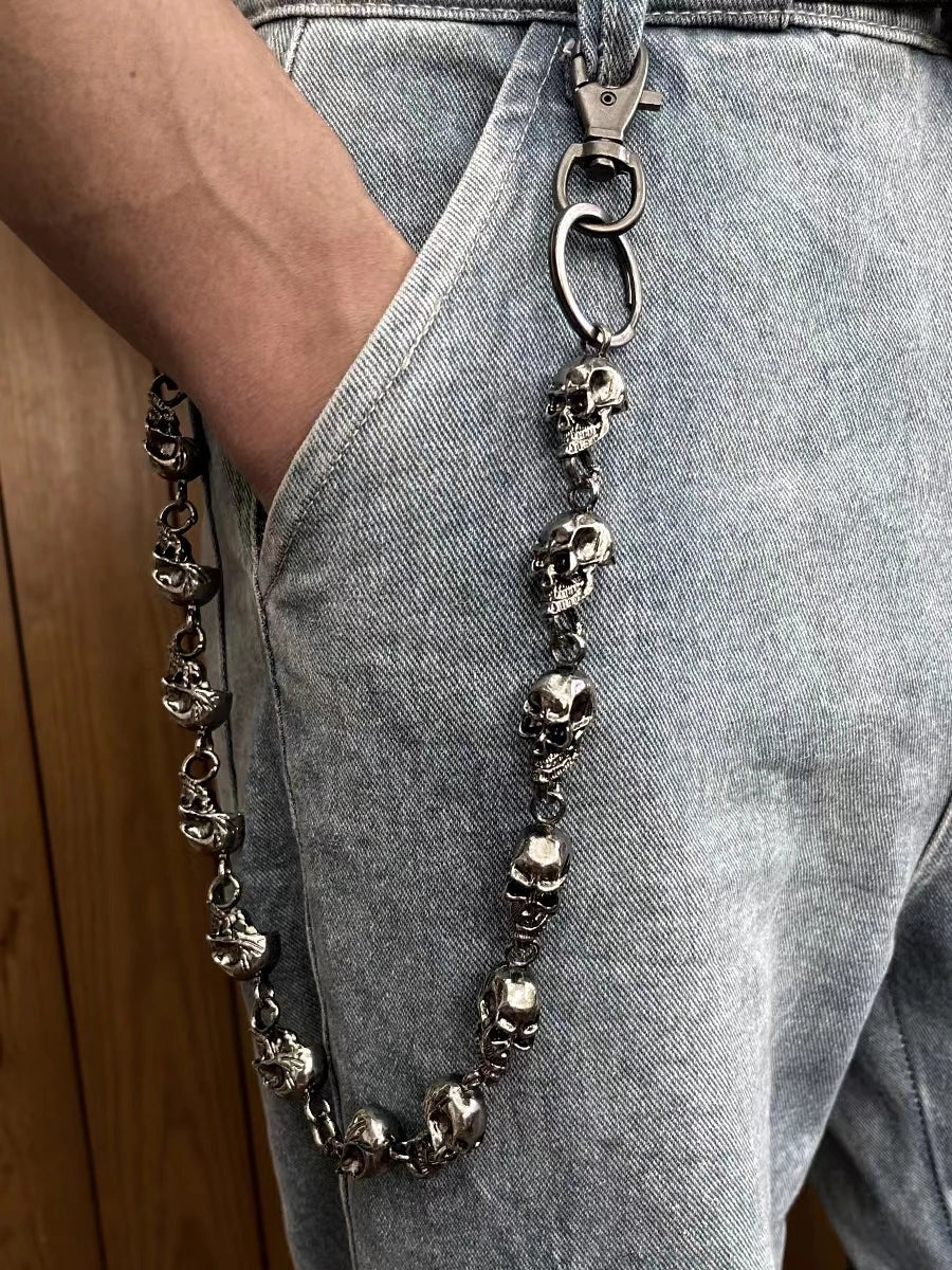 55Cm Men\'s Waist Key Chain Retro Skull Metal